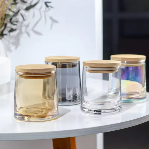 Luxury empty unique clear grey glass candle jars 8oz 10oz glass jar ...