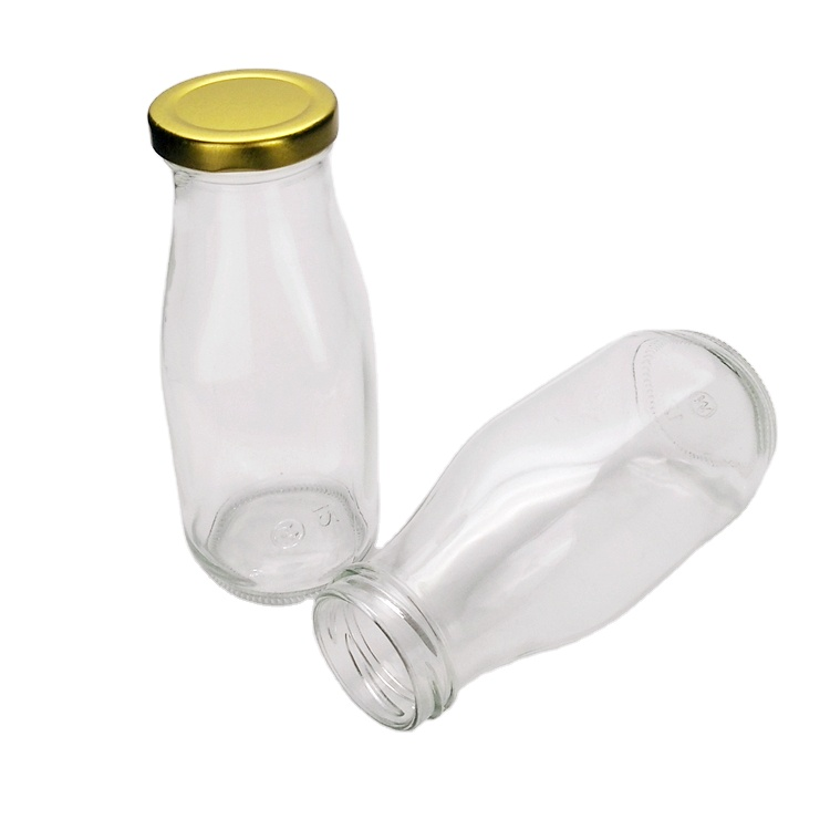 Factory price food grade 300ml glass milk bottle with metal lid