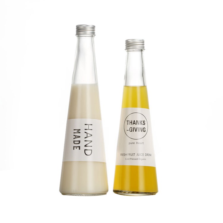 250ml 330ml clear glass beverage bottle for juice with aluminum cap