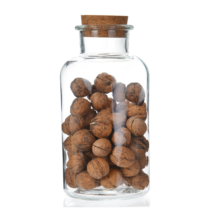 30ml-1L amber or clear wide mouth glass jar apothecary jar with wooden cork