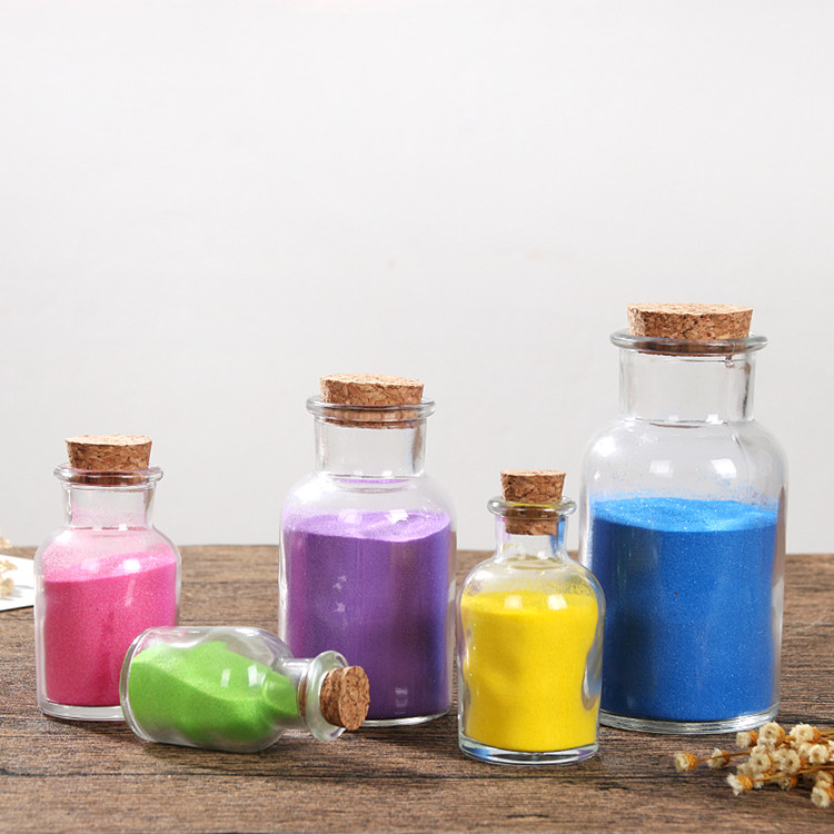 30ml-1L amber or clear wide mouth glass jar apothecary jar with wooden cork