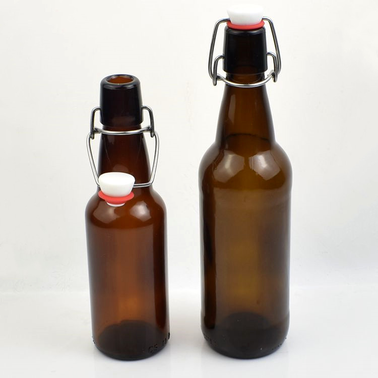 empty 330ml 500ml 1000ml amber glass beer bottles with swing top lid