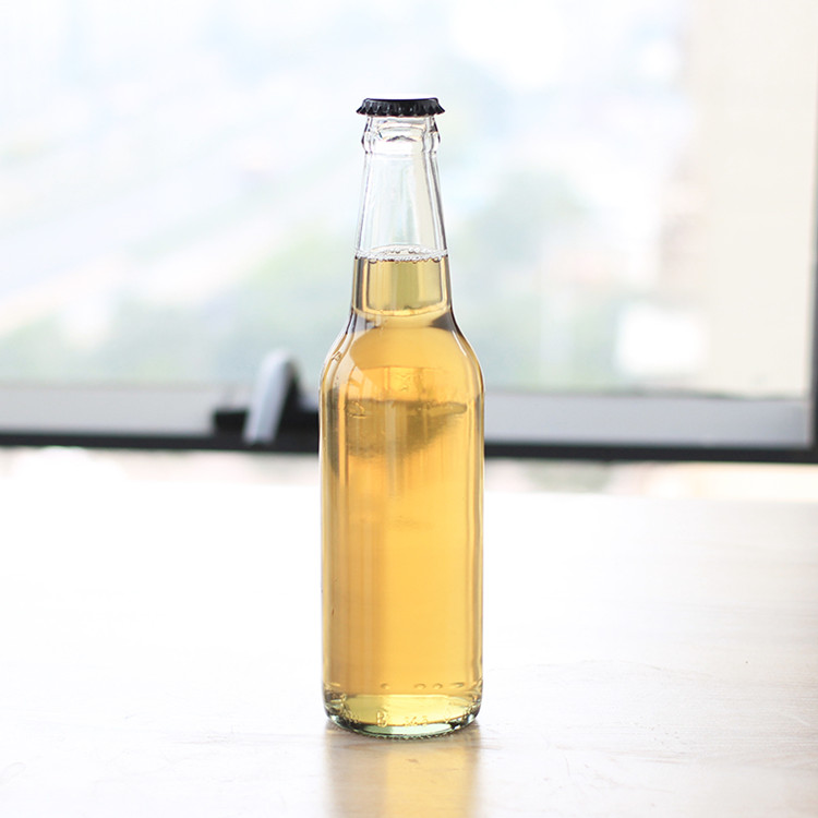 wholesale 330ml 500ml clear glass beer bottle with crown cap