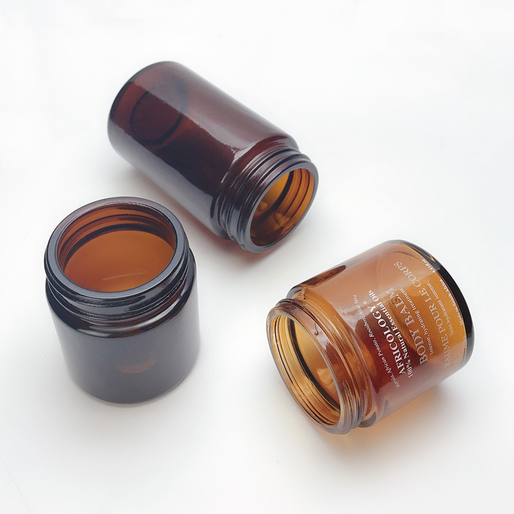 customize100ml 200ml amber round glass cosmetic jar for face cream