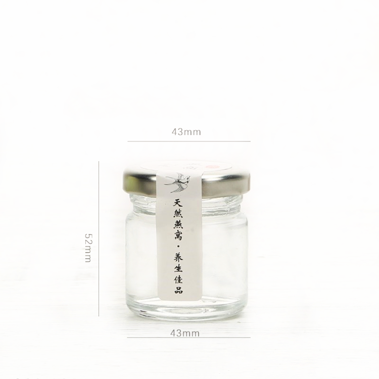 small empty round 35ml glass honey jar jam jar with metal lid