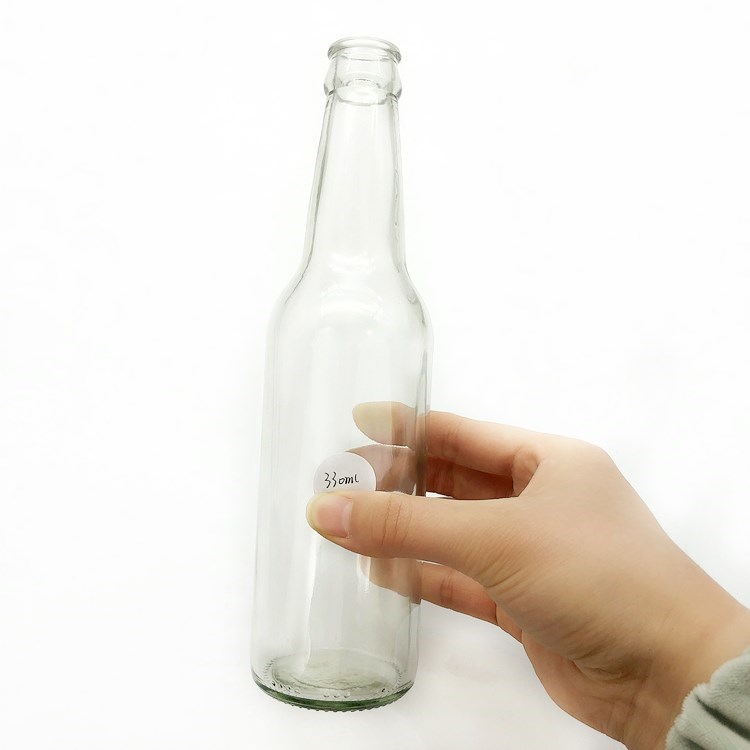 wholesale 250ml 330ml 500ml clear glass drinking bottle for beer with crown cap