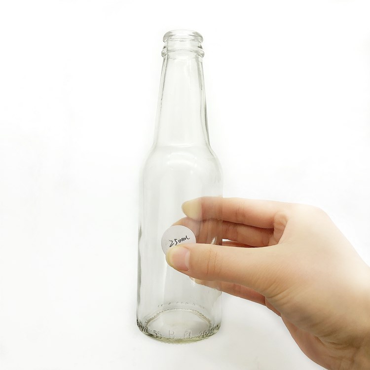 wholesale 250ml 330ml 500ml clear glass drinking bottle for beer with crown cap