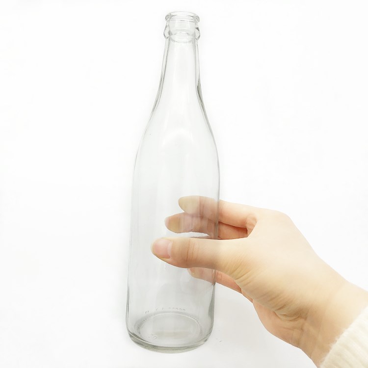wholesale 250ml 330ml 500ml clear glass drinking bottle for beer with crown cap