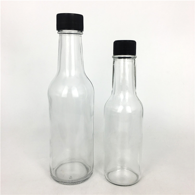 Hot sale 150ml 250ml clear glass sauce bottle with cap