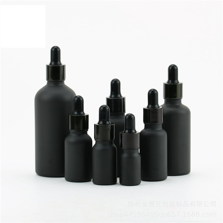 Cheap black frost glass essential oil bottle with drop cap