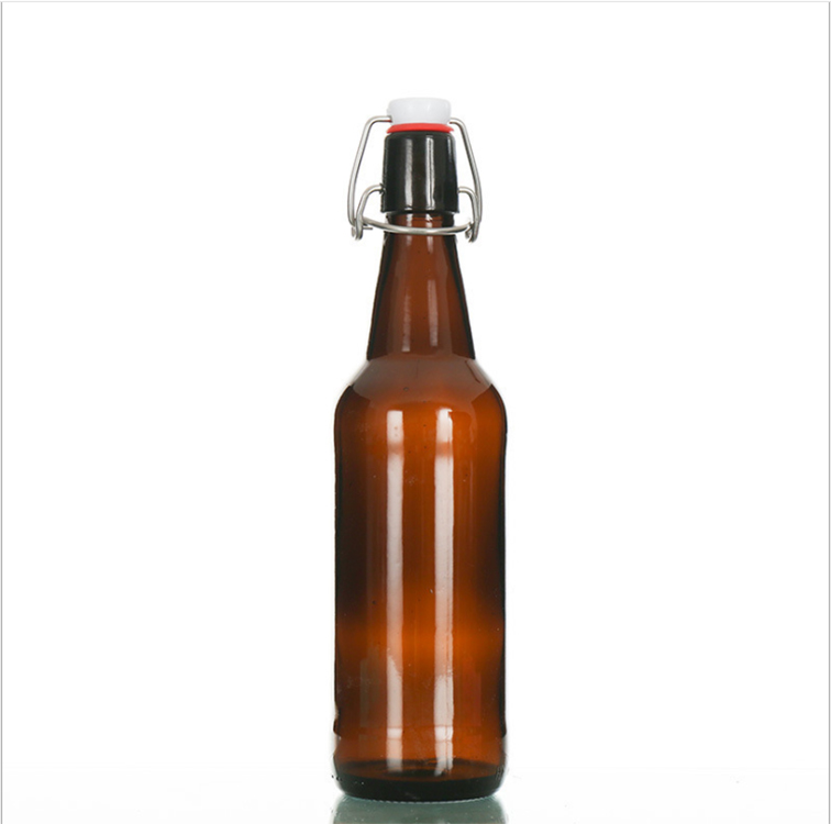 Home Brewing Glass Beer Bottle with Easy Wire Swing Cap Airtight Rubber Seal Amber 330ml 500ml 1000ml