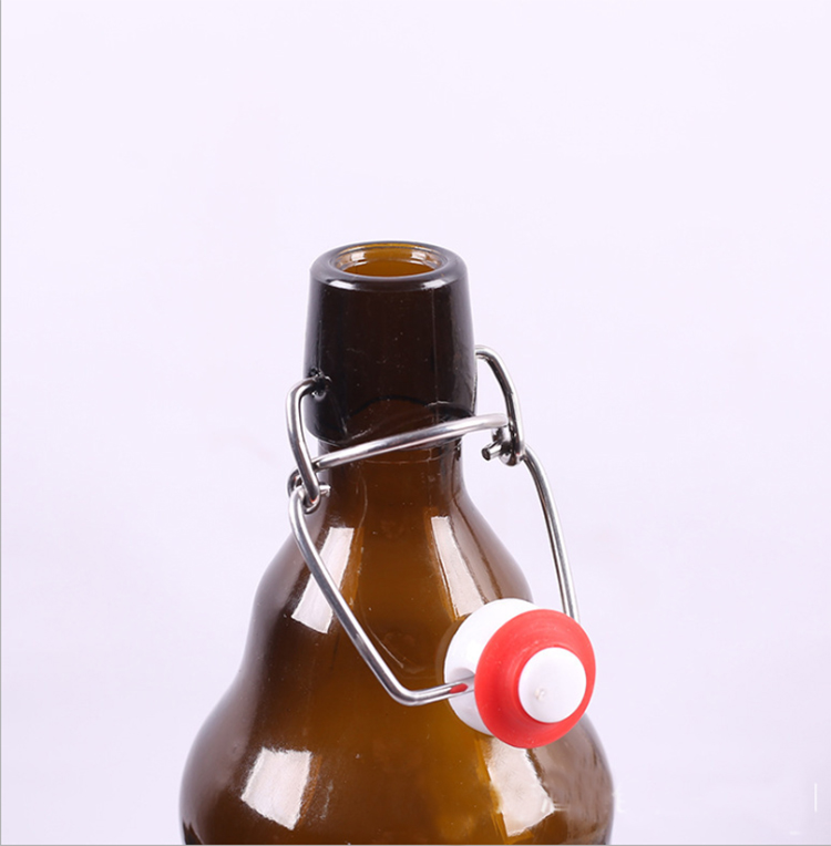 Home Brewing Glass Beer Bottle with Easy Wire Swing Cap Airtight Rubber Seal Amber 330ml 500ml 1000ml