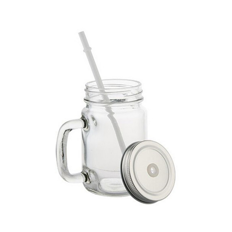 Manufacturer 12oz Mason Jars With Lid And Straw Handle Glass Jar