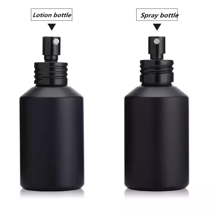 Cosmetic packaging 15ml 30ml 60ml 125ml 200ml black glass spray bottles full set frosted amber glass bottle with black pump