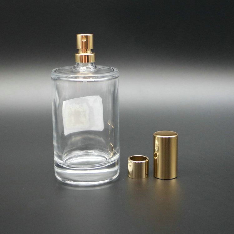 Cosmetic round 50ml refillable glass perfume spray bottle