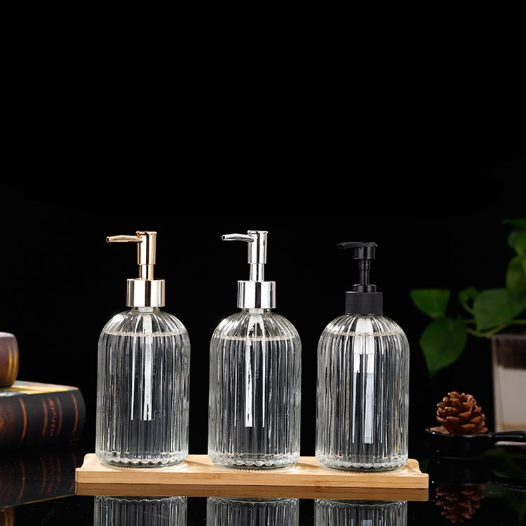 empty 400ml luxury washing liquid glass bottle shampoo bottle with pump