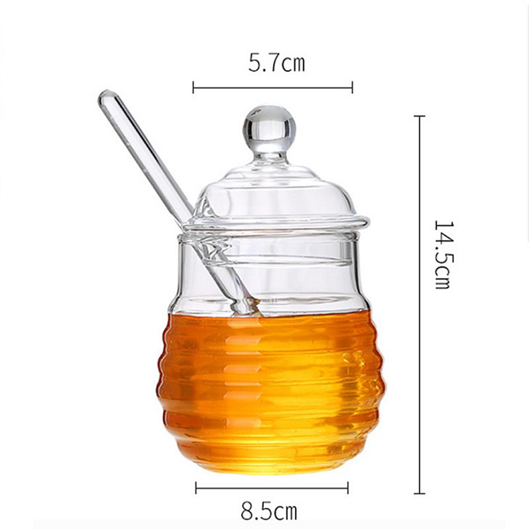 Handmade Glass honey jar honey comb shape storage jar for sale