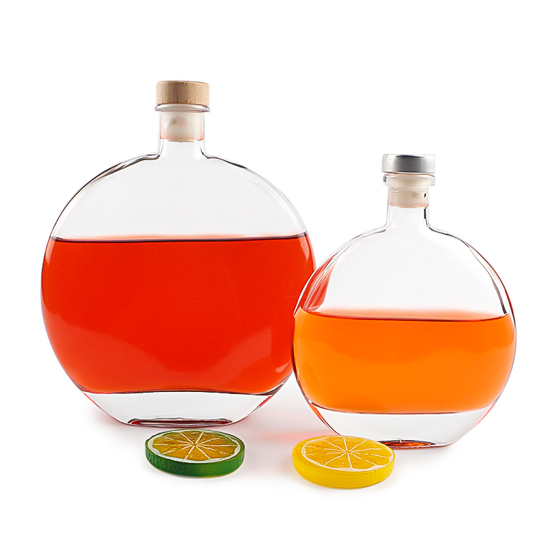 flat clear 200ml 250ml wine bottle food grade glass bottles for juice  coffee wine whisky