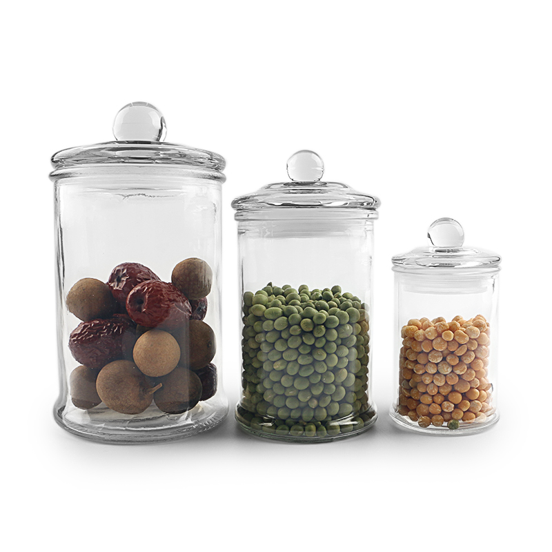 Hot Sale 120ml 380ml 750ml Straight Round Glass Storage Jar With Glass Lid