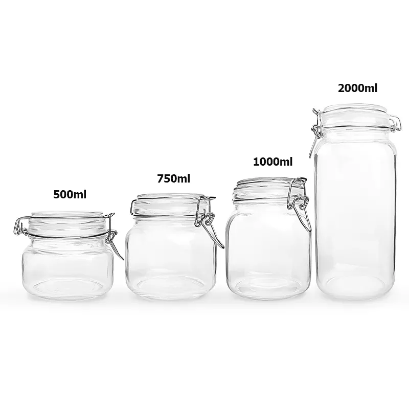 Excellent 500ml 750ml 1000ml 2000ml glass storage jar food grade packing jar