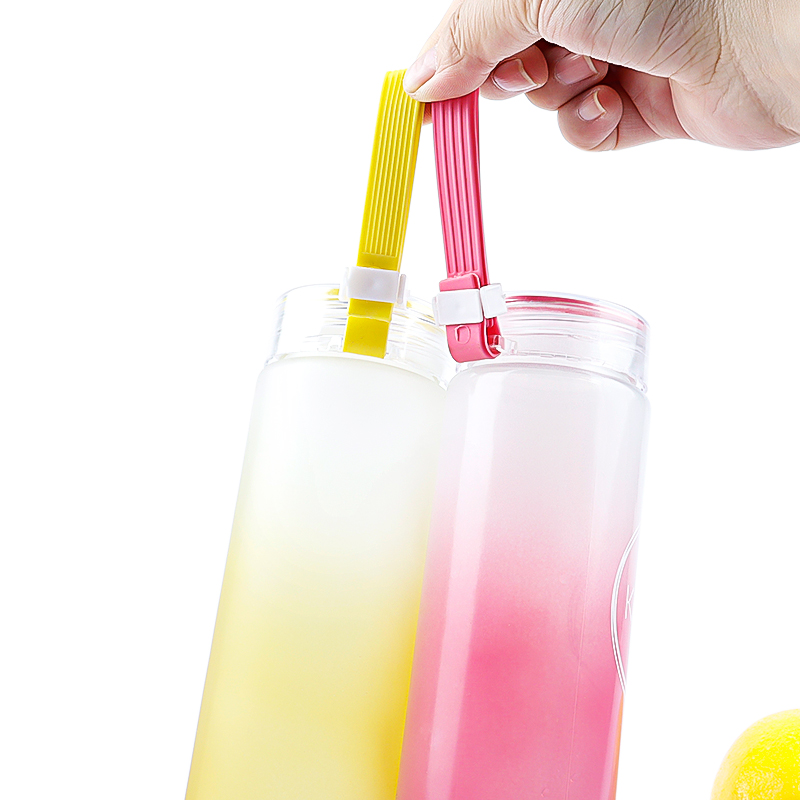 Custom portable 400ml colored glass water juice bottle with plastic cap