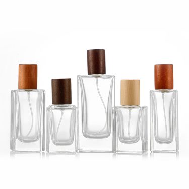 30ml 35ml 50ml 100ml High Quality Transparent Square Thick Bottomed Glass Perfume Bottle with Color Lid