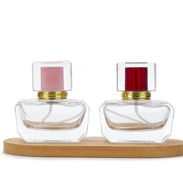 30ml Portable Transparent Square Flat Thick Bottom Fine Mist Spray Perfume Refillable Glass Bottle