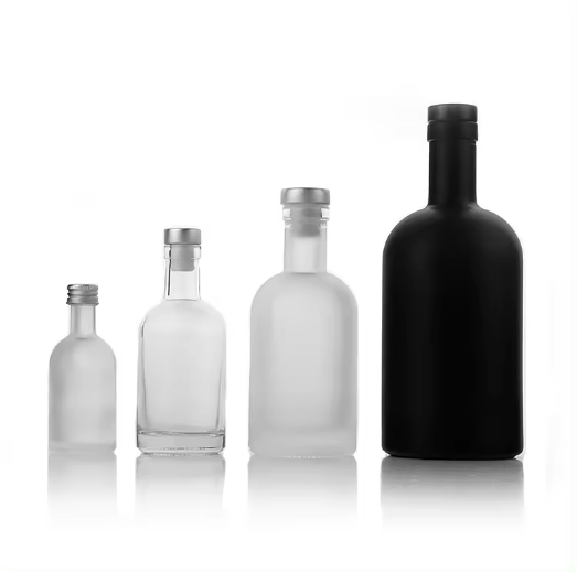 Empty Olso Vodka Liquor Gin Rum Tequila Whisky Brandy Spirit Glass Bottle With Cork 200ml 375Ml 500Ml 750Ml ClearMatte black