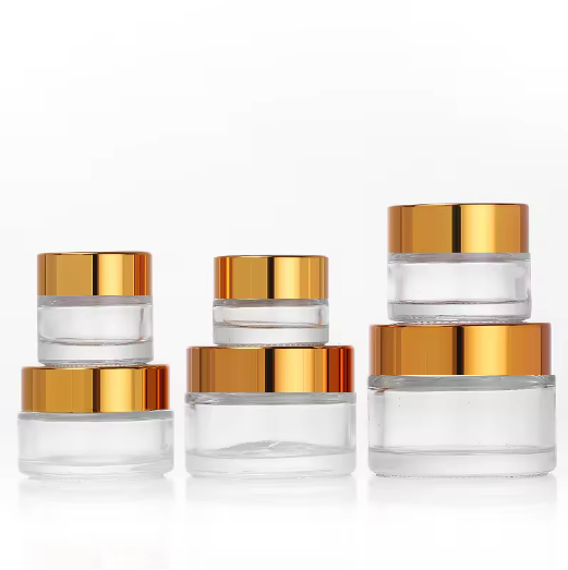 5g 10g 15g 20g 30g 50g 100g glass cosmetic cream jar with gold and silver lid