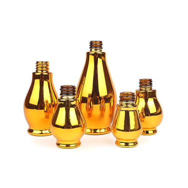 Wholesale 5ml 10ml 15ml 30ml 50ml 100ml Electroplate Golden Essential Oil Glass Dropper Bottles Custom Color Glass serum bottle
