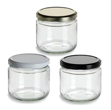 350ML 12OZ Clear Wide Mouth Sauce Canning Jam Candle Honey Spice Glass Salsa Jar frascos de vidrio Glass Jars Wholesale