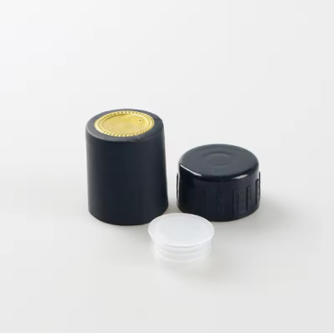 Aluminum and plastic lid for glass olive oil bottle，Inner cap outer lid heat shrink films cover