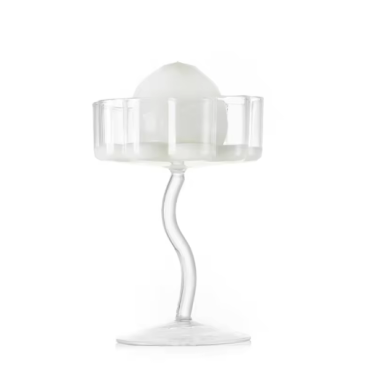 New products 200ml unique design transparent candle holder/ice cream glass cup