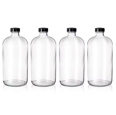 Brewing Bottles for Kombucha Kefir Beer Airtight PolyCone Sealing 32oz Boston Clear Glass Bottle