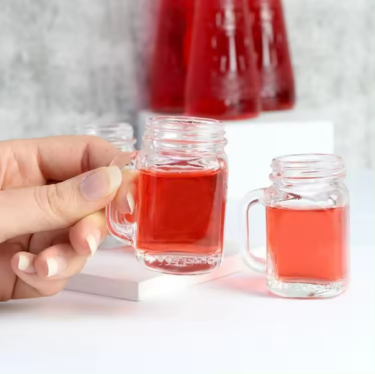 45ml 60ml 120ml mini glass mason jar for cocktail with handle tiny jar