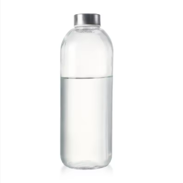 High quality round shape 1000ml 1 liter glass water bottles with aluminum lid