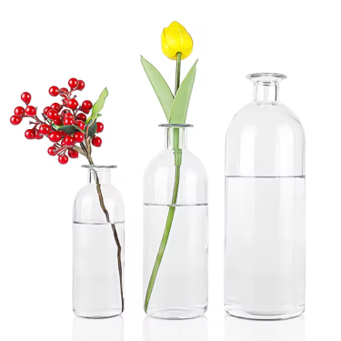 Wholesale Nordic transparent glass vase small mouth hydroponic flowers tabletop flower arrangement ware decoration