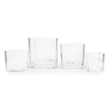 50ml 100ml 300ml 600ml Clear Square Glass Vases Planter Terrarium Flowers Vase Glass Candle Holder for Home Garden Wedding