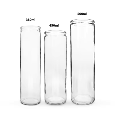 380ml 450ml 500ml high quality nordic tall cylinder transparent glass candle jars craft in bulk