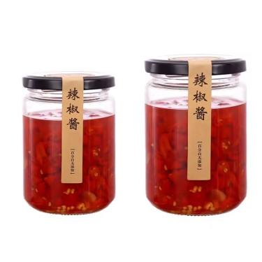 Transparent straight sided dressing jar food storage glass jar 350ml sealable spice mustard jar wholesale