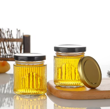 150 200 280 380 500ml wholesale emboss design glass honey jar with lid