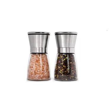 Stainless Steel Salt and Pepper Grinder Mill Bottle Spice Jar Glass Manual Grinding Bottle