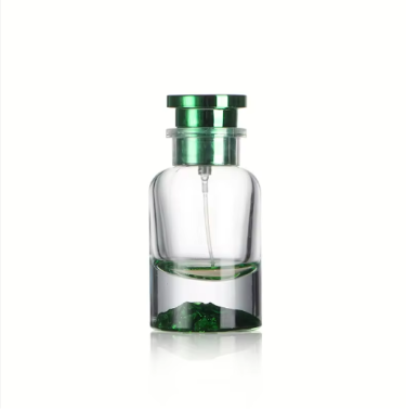 Volcano design Green High quality wholesale clear 50ml glass perfume bottle with lid