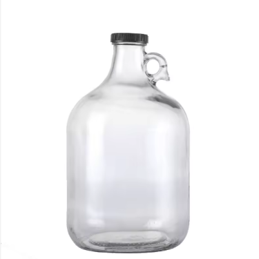 5L large capacity empty clear glass growler bottle wine cylinder wine bottle with plastic lid