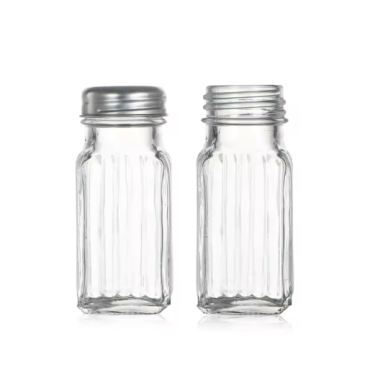 High quality 80 ml square glass pepper jar with metal lid wholesale