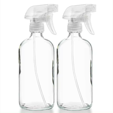 Custom Empty Clear Boston Glass Spray Bottles Refillable 16 oz Continuous Room Mist Trigger Spray Bottle 500ml