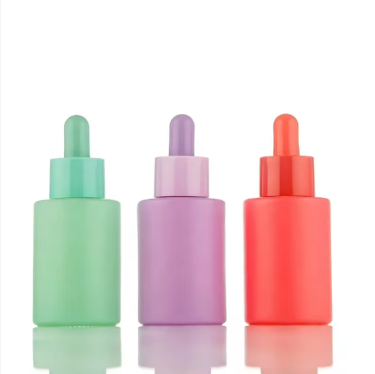 30ml 50ml 100ml color Frosted Glass Lotion Serum Essential Oil Bottle With color Dropper Lid