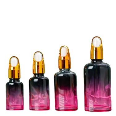 Unique Luxury Gradient Color Custom Cosmetic Packaging Hair Oil Serum Bottle 5ml 50ml 100ml 30ml Frosted Black Essenti