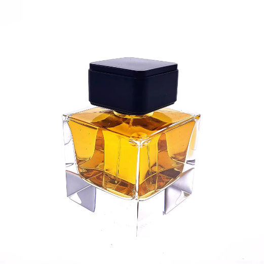 Super Flint Square Shape 50ml 100ml Frosted Classic Glass Perfume Bottle With Black Cap Wooden Cap