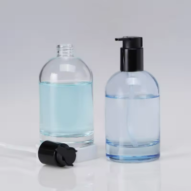 Wholesale 350ml transparent empty hand soap glass bottle with foaming pump